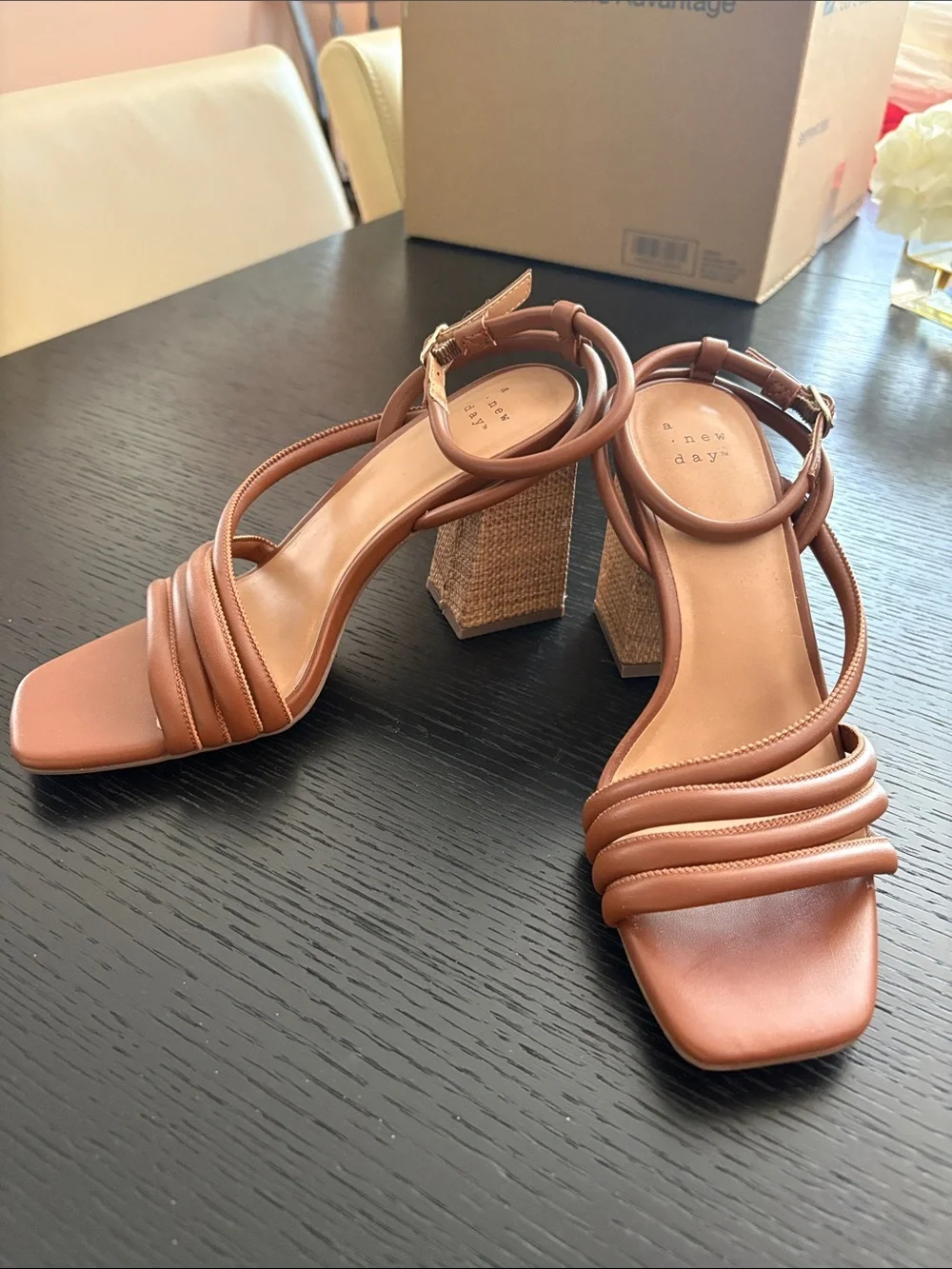 a new day Brown Strappy Block Heel Sandals